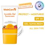 WishCare Invisible Gel Sunscreen SPF 50+ PA++++ -Broad Spectrum with No White Cast - 50 gm