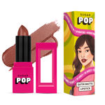 SUGAR POP Satin Matte Lipstick - 06 Amber (True Brown) - 3 gm - Infused with Vitamin E, Shea Butter & Jojoba Oil l Full Coverage, Ultra Pigmented, Hydrating, Weightless Formula l Lipstick for Women
