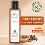 Mystiq Living Castor Oil (100 ml) Castor Oil for Hair Growth | Cold Pressed Castor Oil | Organic | 100% Pure Castor Oil for Skin, Moisturizing Dry skin, Nail, Eyelash Virgin Grade | No Parabens, No Sulphates, No Minerals Oil