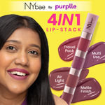 NY Bae 4 IN 1 Lip Play Liquid Lipstick - Nude Tease (4 ml) | Matte Lips | Super Pigmented | Multi-Use | Nude & Brown Shades | Travel Kit