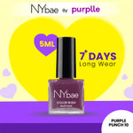 NY Bae Color Rush Nail Paint - Purple Punch 10 (5 ml) | Chip Resistant | Long Lasting | Quick Dry | Gel Nail Polish