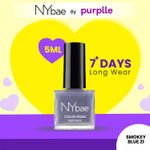 NY Bae Color Rush Nail Paint - Smokey Blue 21 (5 ml) | Chip Resistant | Long Lasting | Quick Dry | Gel Nail Polish