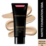 FACES CANADA Weightless Matte Finish Foundation - Medium Natural, 15ml | Lightweight Natural Finish | Anti-Ageing | Enriched With Olive Seed Oil, Grape Extract, Shea Butter