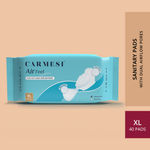 Carmesi Air Feel | Pads with Dual Airflow Pores | Keep You Dry, Sweat-Free, & Comfy | Soft & Ultra-Thin | Super-Absorbent Core | Wide Back | Non-Toxic | Pack of 40 - XL