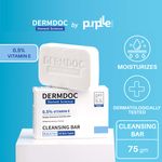 DermDoc by Purplle 0.5% Vitamin E Cleansing Bar (75 gm) | Soap Free, Alkali Free | Mild, Gentle Cleansing Soap, Moisturising Soap, pH 5.5 Soap | vitamin e for dry skin | facial cleansing bar
