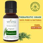Mystiq Living Rosemary Essential Oil for Hair Growth & Hair Fall Control Oil, Rosemary Oil for Hair, Face, Acne & pimples, 100% Pure, Natural Undiluted & Therapeutic Grade for Hair massage, rosemary hair oil for women & Men - 15 ml