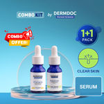 DERMDOC Combo Kit for Clear Skin | 2% Salicylic Acid Face Serum (15 ml) | 10% Niacinamide Face Serum (15ml) | oily skin | blackheads , whiteheads | acne prone skin