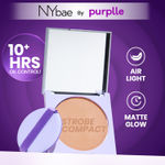 NY Bae Strobe Glow Compact Powder – Soft Gold 03 (8.5 gm) Fair-Medium Skin Tone | Highlighter + Compact | 10 Hrs+ Oil Control | Matte Glow | Shimmer Infused | Soft Powder Puff + Built-In Mirror |