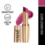 Lakme 9to5 Powerplay Priming Matte Lipstick, Lasts 16hrs, Plum Pick, 3.6 gm