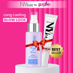 NY Bae Long Lasting Glow Lock | Pink Strobe Cream (12 g) | Dewy Setting Spray (60 ml) | Glowing Korean Skin | Haluronic Acid Infused | NY Bae Makeup Kit | Glow Combo