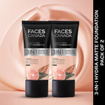 FACES CANADA All Day Hydra Matte Foundation | 3-in-1 Foundation + Moisturizer + SPF30 | 10HR Long Wear | Buildable Coverage | Rose Ivory, 25ml (Pack of 2)
