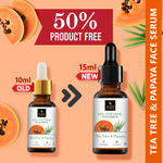 Good Vibes Tea Tree & Papaya Oil Control Face Serum | Free 50% Product Extra | Even Skin Tone, Brightening | With Castor Oil | No Parabens, No Sulphates, No Mineral Oil (15 ml)
