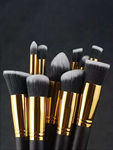 Ronzille Professional Premium Makeup brush Set of 10 Black (Colour may vary)