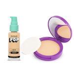 SUGAR POP Makeup Essentials - Liquid Foundation 04 Peanut - 30 ml & Longwear Compact 03 Honey - 9 gms x 2 - Set of 2
