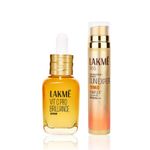 Lakme Vit C Brillance Serum 10% Vit C Complex 15ml + Sun Expert 1% Nia-VIT C Sunscreen, SPF 50 PA+++ for UVA/B, No white cast, for radiant skin (56 gm)