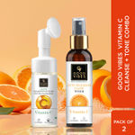 Good Vibes Vitamin C Cleanse + Tone Combo | Vitamin C Glow Foaming Face Wash 150ml | Anti Blemish Glow Toner Vitamin C 120ml - Combo of 2