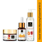 Good Vibes Morning Essential Kit 2 - Ubtan De Tan Glow Face Wash (120 ml) + Vitamin C & B3 Skin Glow Face Serum (10 ml) + Ubtan De-tan Glow Light Day Cream (50 gm)