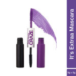 Swiss Beauty Craze It's Extraa Dual Non -Flaky Mascara | With Silicon Brush | Lengthening & Curling Non- smudging Mascara Black & Purple 02 10 gm