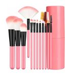 Ronzille Oval Professional Premium Makeup Brush Set Of 12 Pc -Pink