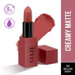 Staze 9to9 Creme De La Matte Lipstick | Intense Color Payoff | Weightless Silky Formula | 12-Hour Stay | Non-Drying | 02 Bellini Baby | 4.2 gm