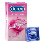 Durex Extra Thin Bubblegum Flavoured Condoms For Men - 12 Count - 12 pc