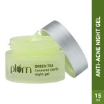 Plum Green Tea Renewed Clarity Night Gel Mini | Hydrates Skin & Fights Acne | Lightweight, Quick-Absorbing, Non-Sticky Gel Texture | With Willow Bark & Salicylic Acid | Oily, Acne-Prone Skin | 100% Vegan - 15 ml