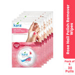 Kara Nail Polish Remover Wipes Rose - 30 Pulls (Pack of 6) | Gentle Care, Enriched with Vitamin E | Acetone-Free, Travel-Ready Care