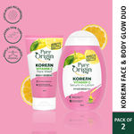 Pure Origin Korean Vitamin C Face Wash (150 ml) & Body Lotion (300 ml) Combo | With Microbeads for Deep Cleansing | Brightens & Fades Spots | For All Skin Types - Combo of 2