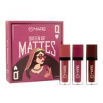 MARS Queen of Mattes Liquid Lipsticks Box Set of 3 (13.5 ml) (ALL ROUNDER) | Smudgeproof & Transferproof | Intense Pigmentation Long-Lasting Wear | Customizable Colors | Matte Finish