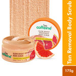 mCaffeine Glow Boost Grapefruit Body Scrub | Reduces Tan with AHA - Lactic & Glycolic Acid + Niacinamide | Fruity Raspberry Aroma - 175 gm