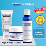 DERMDOC Summer Care Trio (Combo of 3) | 2% Salicylic Acid Face Wash (120 ml) | 4% Niacinamide Day Cream (50 gm) | 4% Niacinamide Ultra Violet Brightening Sunscreen with SPF 50 PA+++ Sun Protection (60 gm)