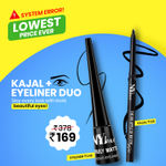 NY Bae Waterproof Duo | The Big Apple Of My Eyes Kohl Kajal - Black (0.30 gm) | Truly Matte Liquid Eyeliner - Bold Black (4.5 ml) | Waterproof & Smudge proof Eyeliner & Kajal | Long Lasting |Eyeliner & Kajal Combo Pack | Essential Eye Makeup Kit