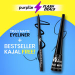 NY Bae Waterproof Duo | The Big Apple Of My Eyes Kohl Kajal - Black (0.30 gm) | Truly Matte Liquid Eyeliner - Bold Black (4.5 ml) | Waterproof & Smudge proof Eyeliner & Kajal | Long Lasting |Eyeliner & Kajal Combo Pack | Essential Eye Makeup Kit