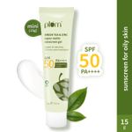 Plum Green Tea & Zinc Super-Matte Sunscreen Gel | SPF 50 PA ++++, Formulated For Oily Skin | Protects & Controls Oil | Lightweight Gel Texture | No White Cast & Non-sticky | With Hybrid Filters |Fragrance-Free | 100% Vegan | 15 gm