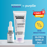 DERMDOC Glow & Shield Duo (Combo of 2) | 4% Niacinamide Ultra Violet Brightening Sunscreen with SPF 50 PA+++ Sun Protection (60gm) | 10% Vitamin C Face Serum for Glowing Skin (12ml)