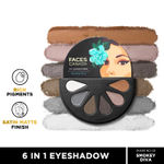 FACES CANADA 6 in 1 Eyeshadow Palette - Smokey Diva 03 6 gm | Olive Butter & Macadamia Oil | Vibrant Colors | Highly Pigmented | Easily Blendable | Silky Satin Texture | No Crease | Cruelty-Free