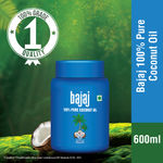 Bajaj 100% Pure Coconut Oil 600ml Wide Mouth Jar | Made with Premium Grade 1 Quality Coconuts