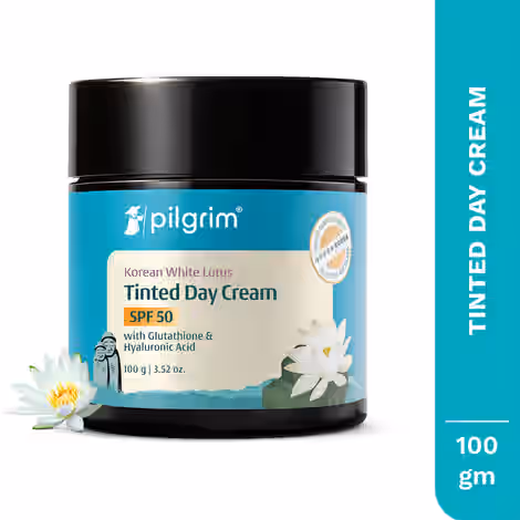 Buy Pilgrim Korean White Lotus Tinted Day Cream SPF 50 | Brightens Skin | Reduces Pigmentation & Dark spot | Moisturizer 100 gm - Purplle