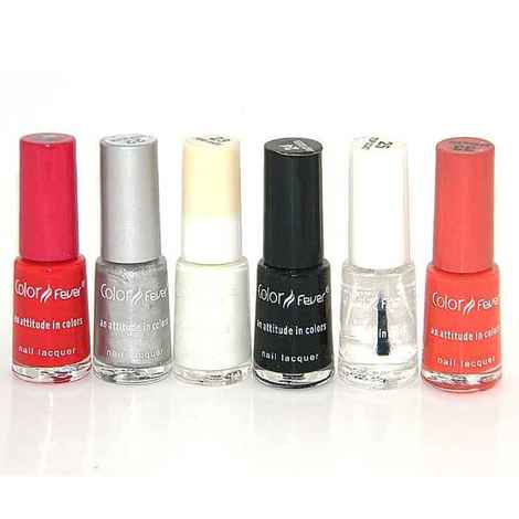 Buy Color Fever Color Cap Nail Polish Combo Offer (Silver White Black) (5 ml x 6 pcs combo) - Purplle