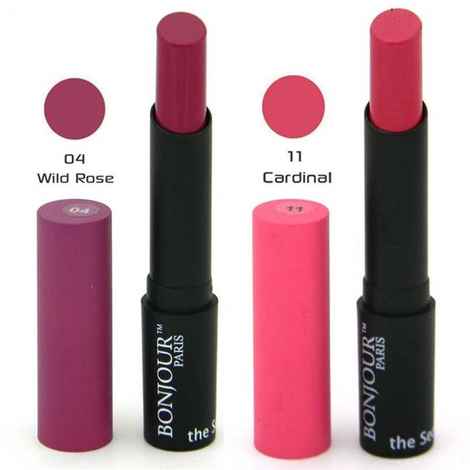 Buy Bonjour Paris Super-Matt Lipstick - Wild Rose(4) And Cardinal (11) Combo (3.5 gx 2 pcs combo) - Purplle