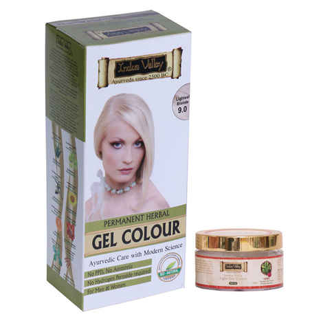 Buy Indus Valley Organically Natural Gel Hair Colour Lightest Blonde 9.0 (276 g) + Free Indus Valley Soothing Firming Light Day Cream (50 ml) - Purplle