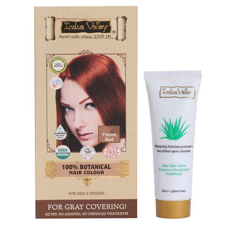Buy Indus Valley 100% Botanical Organic Healthier Hair Colour Flame Red (182 g) & Get Colour Protection Shampoo (50 ml)Free - Purplle