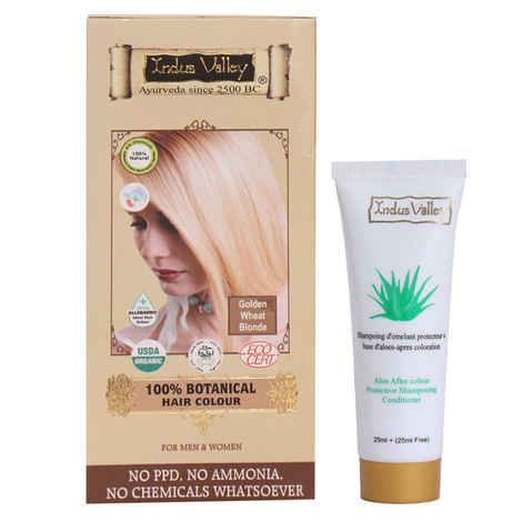 Buy Indus Valley 100% Botanical Organic Healthier Hair Colour Golden Wheat Blonde (182 g)& Get Colour Protection Shampoo (50 ml)Free - Purplle