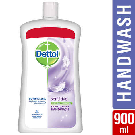 Buy Dettol pH-Balanced Germ Protection Liquid Handwash Refill Jar, Sensitive (900 ml) - Purplle