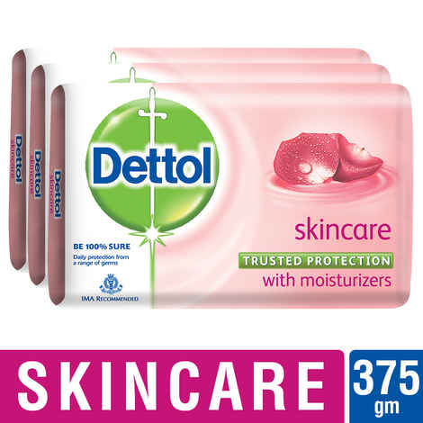 Buy Dettol Soap Value Pack Skincare (3 Pieces X 125 g) - Purplle