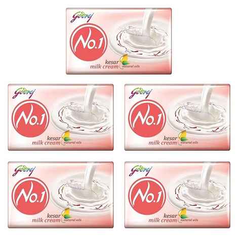 Buy Godrej No.1 Kesar and Milk Cream Soap (100 g) (Pack of 5) - Purplle
