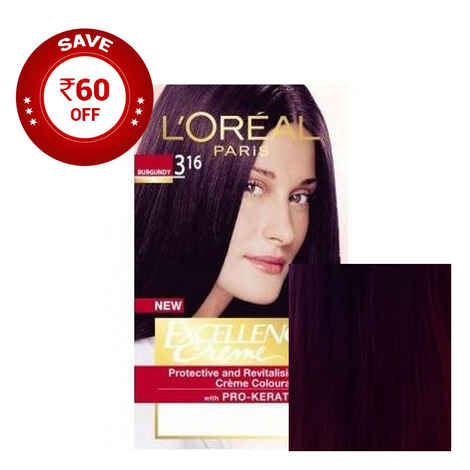 Buy L'Oreal Paris Excellence Creme Burgundy 316 (72 ml + 100 g) Rs.60 OFF - Purplle