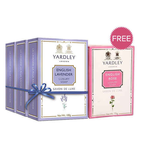 Buy Yardley English Lavender Luxury Soap (100 g X 3) + Yardley English Rose Luxury Soap (75 g) FREE - Purplle
