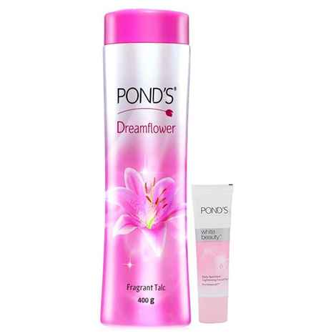 Buy Ponds Dreamflower Talc Powder (400 g) + Ponds White Beauty Daily Spot Less Lightening Facial Foam (20 g) Free - Purplle