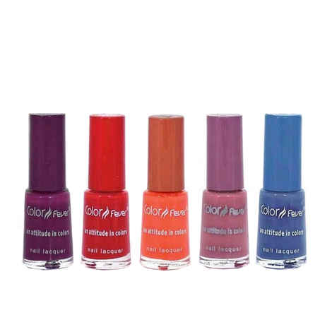 Buy Color Fever Nail Polish Value Pack - Blue / Red / Marmalade (5 ml x 5 pcs combo) - Purplle